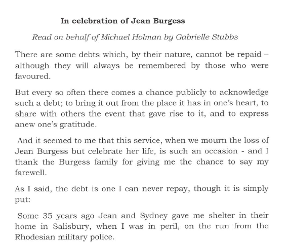 In celebration of Jean Burgess